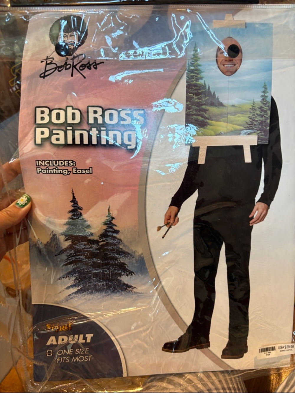 One size Halloween costume: Bob Ross painting